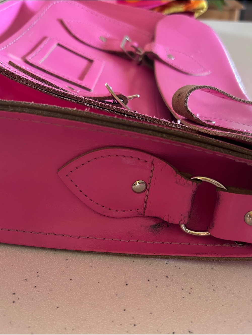Pink Leather Cambridge Satchel Company Shoulder Bag - Women's Crossbody - Picture 2 of 10